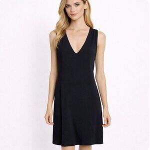 Tory Burch Dress Navy Blue simple v-neck jersey zips up in back